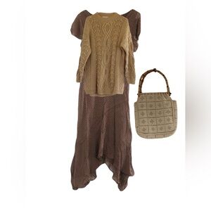 Vintage Hand Knitted Aran Knit Jumper Chunky Heavy Sweater Sz S Cottagecore.